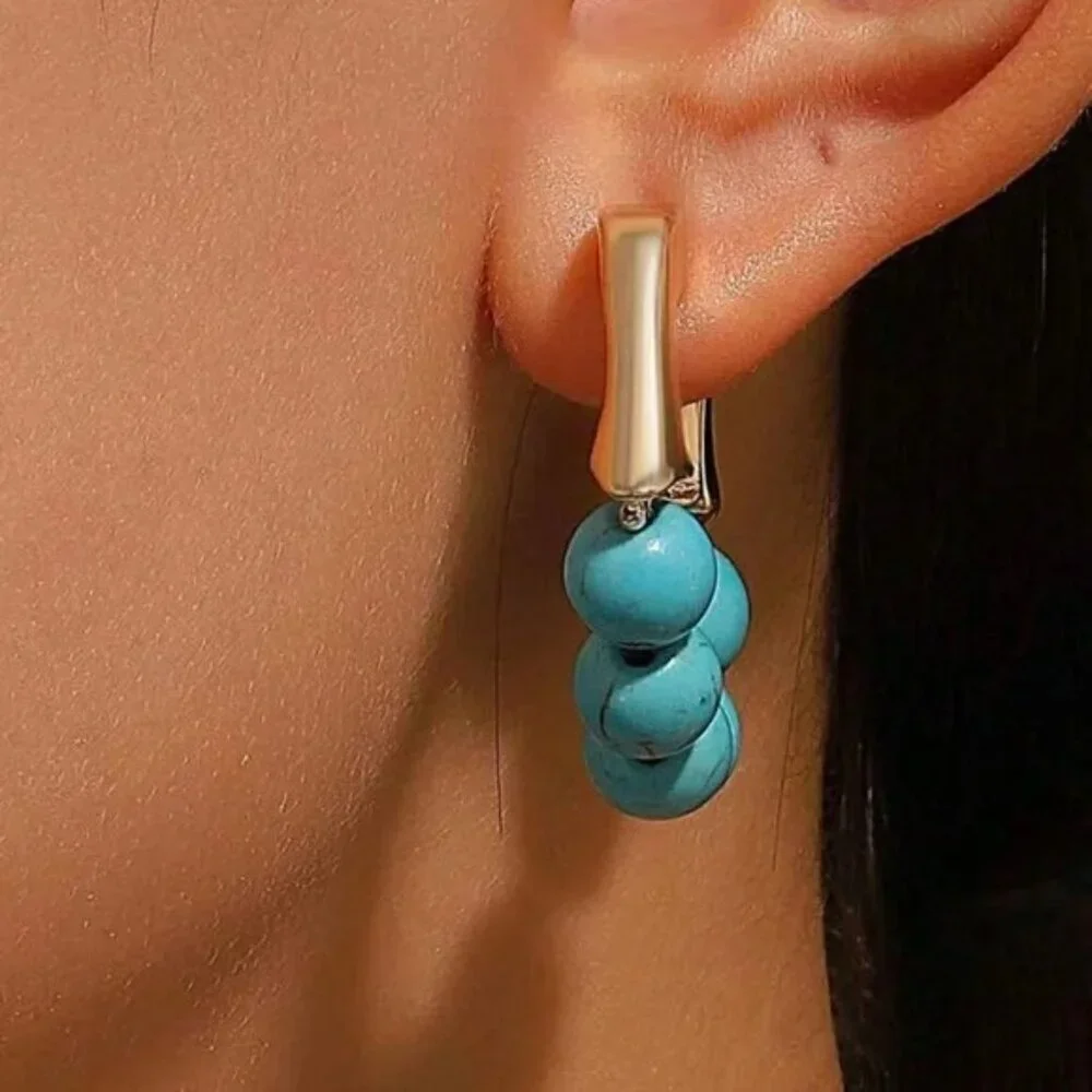 Kai Turquoise Gold Earrings - Picture 2 of 4